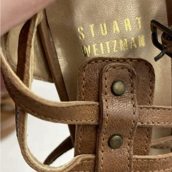 Stuart Weitzman, 7.5, Brown Leather Strappy Gladiator Platform Stilettos, EUC - Picture 5 of 13
